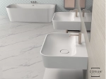 Vasque lavabo design carré, suspendu ou à poser, Couleur blanc mat, Finition lisse, Solid-Surface Corian®, Taille : 50 x 50 x 16 cm - Stock disponible ! LIVRAISON OFFERTE